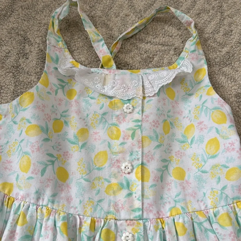 GIrls Lemon Pattern Sun Dress Size 6 - Picture 2 of 6